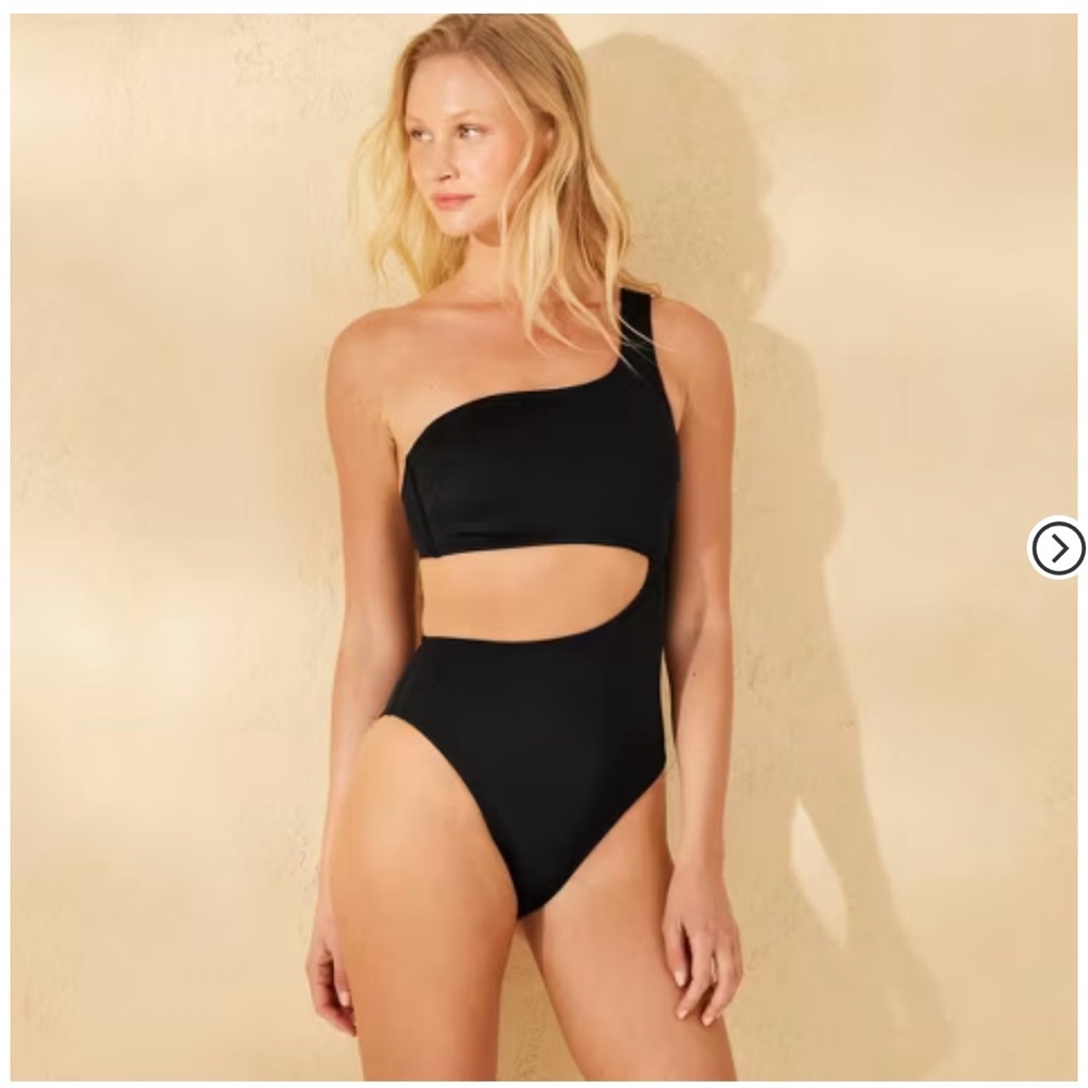 Shade & Shore Black One-Shoulder Bikini
